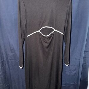 Chic Black Dress with White Accents